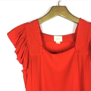 Bright orange red Maeve Anthropologie blouse 8
